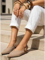 Dámske semišové baleríny s otvoreným podpätkom v béžovej farbe FashionStreet ZY1338 Dámske semišové baleríny s otvoreným podpätkom v béžovej farbe FashionStreet ZY1338