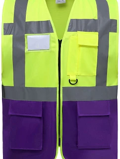 Yoko HVW 801 Hi-Vis multifunkčná vesta 79.W801 hi vis žltá/fialová