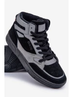 Zamszowe Sneakersy Męskie Big Star OO174303 Hi-Poly System Czarno-Szare