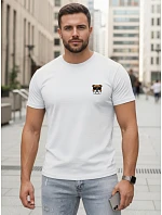 Pánske bavlnené tričko s potlačou buldoga biele FashionStreet NX0125R Pánske bavlnené tričko s potlačou buldoga biele FashionStreet NX0125R