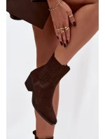 Semišové dámské boty na podpatku zateplené hnědé Arelia