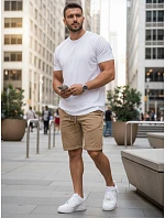 Pánske džínsové šortky s lemom béžové FashionStreet SX2581