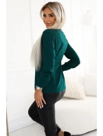 140-24 Blúzka s dlhými rukávmi a viazaním vpredu - ZELENÁ