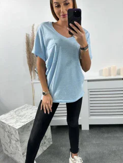 Bavlnená blúzka s vreckami modrá