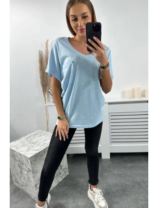 Bavlnená blúzka s vreckami modrá