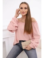 Španielska blúzka s ozdobnými rukávmi púdrovo ružová Španielska blúzka s ozdobnými rukávmi púdrovo ružová