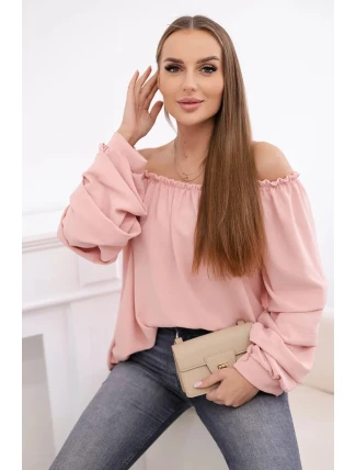Španielska blúzka s ozdobnými rukávmi púdrovo ružová Španielska blúzka s ozdobnými rukávmi púdrovo ružová