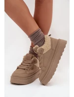 Dámska zateplená športová obuv na platforme SS274105 Beige - Big Star Dámska zateplená športová obuv na platforme SS274105 Beige - Big Star