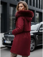 Dámska zimná bunda parka s kožušinou bordová FashionStreet TY5114