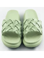 Zelené dámske šľapky so zapleteným opaskom (XA-137)