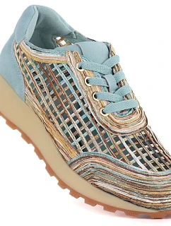 Dámske azúrovo modré a béžové poltopánky Artiker 58C1289