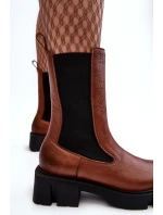 Damskie Botki Sztyblety Laura Messi 2693/229 Brązowe