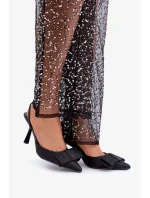 Čierne lesklé lodičky Gredan s mašľou