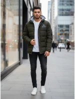 Pánska zimná bunda s kapucňou zelená FashionStreet TX5092 Pánska zimná bunda s kapucňou zelená FashionStreet TX5092