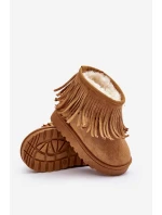 Ocieplane Botki Śniegowce Dziecięce Z Ozdobnymi Frędzlami Camel Nimia