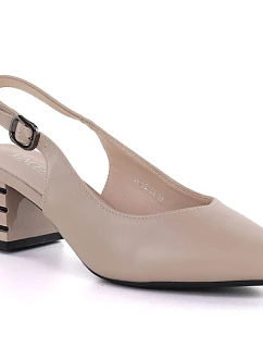 Dámske sandále s ozdobným podpätkom béžovej farby Vinceza 26-62285