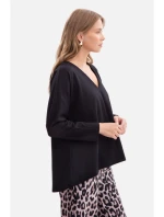 B304 Pletený sveter s výstrihom do V - čierny