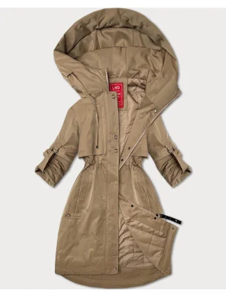 Béžová dámska bunda s vyhrnutými rukávmi LHD (LHD-24591) Béžová dámska bunda s vyhrnutými rukávmi LHD (LHD-24591)