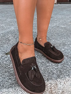 Mokasíny Barefoot z prírodnej semišovej kože Zazoo 10220, hnedé