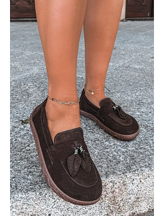 Mokasíny Barefoot z prírodnej semišovej kože Zazoo 10220, hnedé Mokasíny Barefoot z prírodnej semišovej kože Zazoo 10220, hnedé
