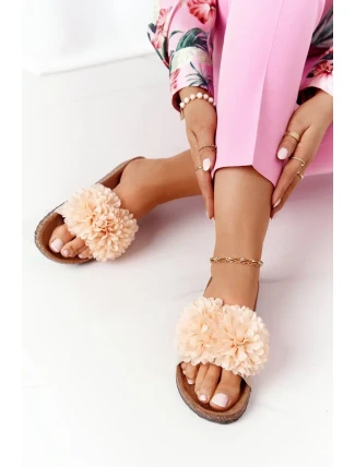 Korkové papuče s podrážkou Beige Flowerbomb