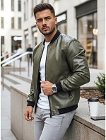 Pánska zelená kožená bunda FashionStreet TX4707