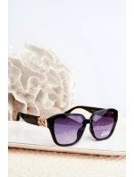 Damskie Okulary Przeciwsłoneczne Ze Złotym Detalem UV400 Czarne