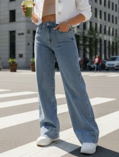 Dámske široké modré džínsy FashionStreet UY2871