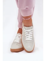 Zamszowe Niskie Sneakersy Damskie Szare Paliana
