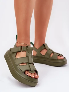 Sandały Damskie Na Platformie Zielone Nitavelia