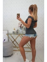 Trblietavá blúzka s volánikmi grafitová