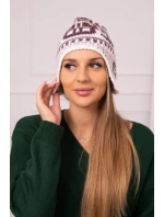 Dámska čiapka Maryla K406 vínová+biela+béžová