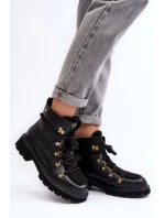Skórzane Botki Trapery Damskie GOE MM2N4082 Czarne