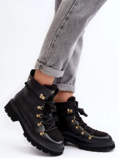 Skórzane Botki Trapery Damskie GOE MM2N4082 Czarne