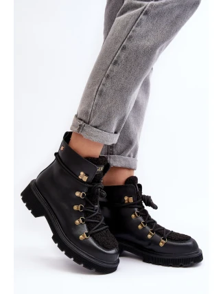 Skórzane Botki Trapery Damskie GOE MM2N4082 Czarne