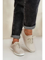 Sznurowane Półbuty Z Naturalnej Skóry D&A LR51-645 Beżowe