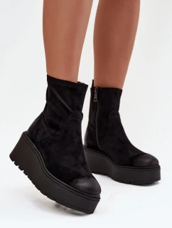 Botki Damskie Na Platformie Ocieplane Vinceza 58596 Czarne