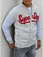 Pánska mikina na zips v ecru farbe FashionStreet BX5445 Pánska mikina na zips v ecru farbe FashionStreet BX5445