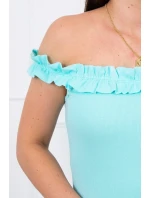 Španielske šaty s volánikmi mint