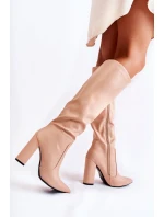 Klasyczne Kozaki Na Słupku Nude Mayra