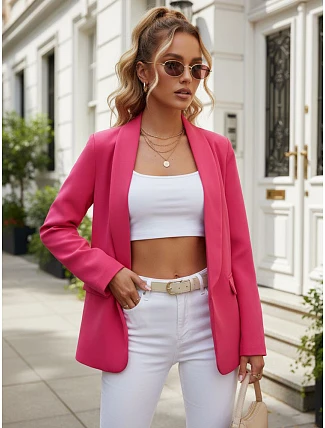Dámske elegantné sako bez gombíkov fuchsiová FashionStreet PY0149 Dámske elegantné sako bez gombíkov fuchsiová FashionStreet PY0149