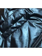 Tmavomodrá krátka lesklá dámska bunda (W586-1)