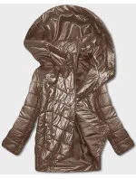 Tmavobéžová dámska bunda s asymetrickým zipsom (B8087-46046) Tmavobéžová dámska bunda s asymetrickým zipsom (B8087-46046)