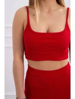 Súprava s blúzkou s rebrovaním červená