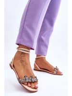 Damskie Sandały Z Ozdobnymi Motylami Beżowe Jeane