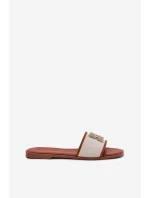 Eleganckie Klapki Damskie Z Ozdobą Na Płaskim Obcasie Camel Lovehia