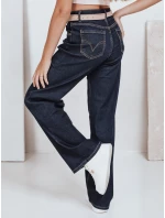 Dámske široké džínsy tmavomodré FashionStreet UY2769