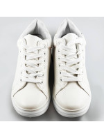 Bielo-béžové športové topánky so skrytým klinom (666-16)