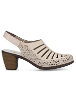 Kožené sandále na podpätku Rieker W RKR49B beige Kožené sandále na podpätku Rieker W RKR49B beige