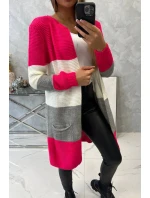 Pruhovaný sveter malinová + ružová